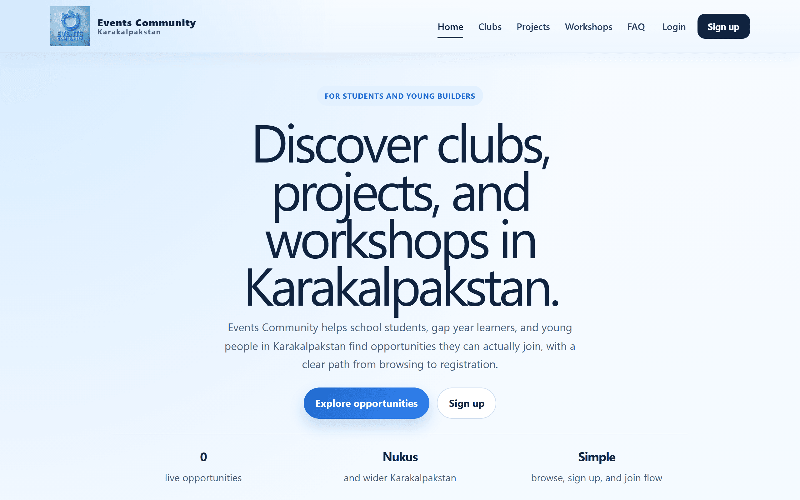 events community project screenshot