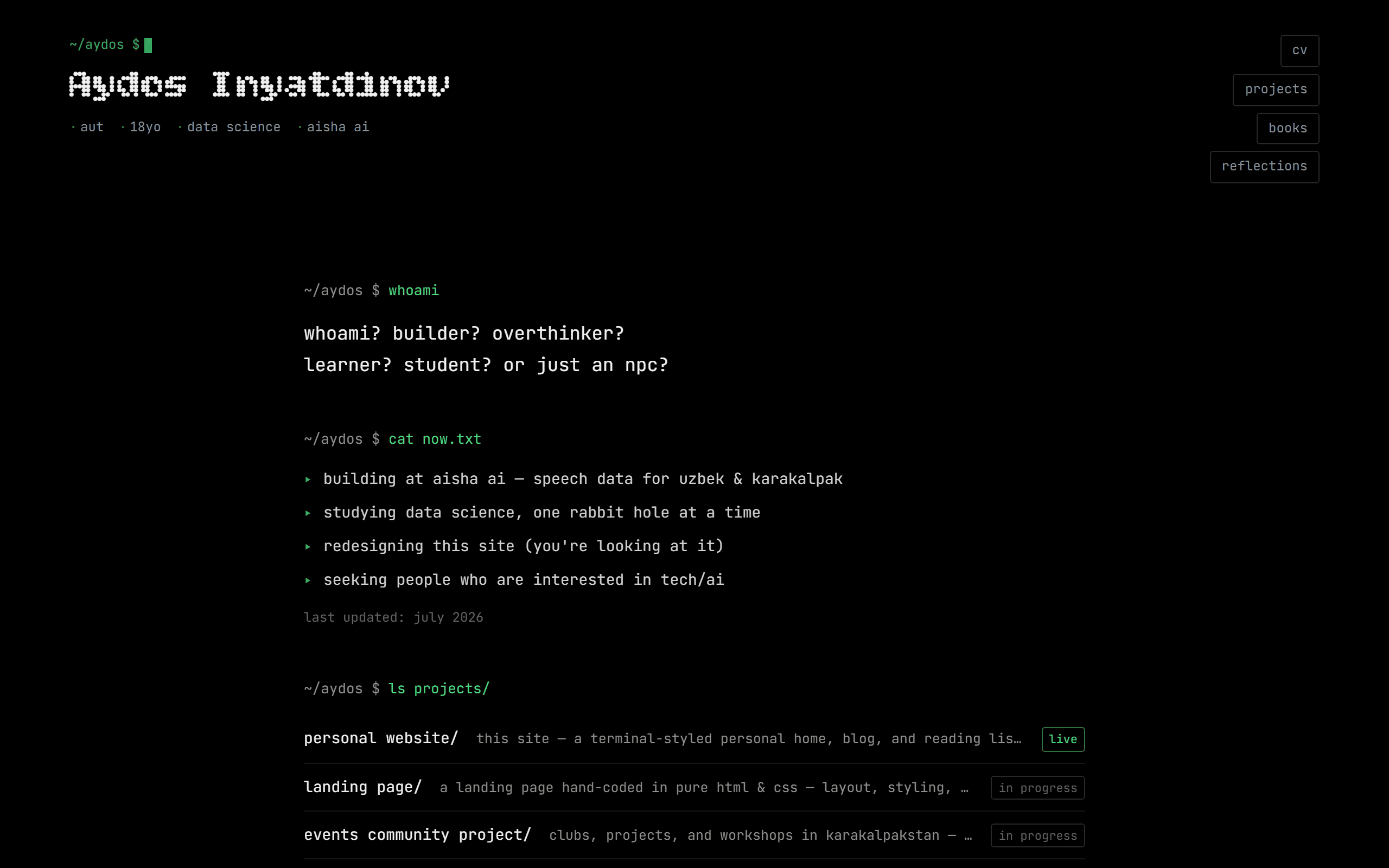 personal website screenshot